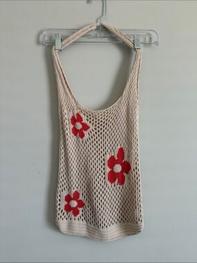 Boho Crochet Floral Summer Beach Tote Bag